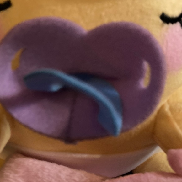 Yellow and Blue Stuffed Animal with Pink Blanket - Picture 3 of 16